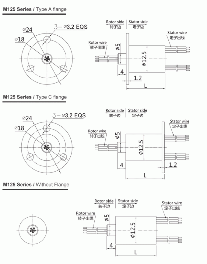 m125 dibujo miniatura del anillo colectando del anillo colectando de la cápsula de la serie de la serie M125