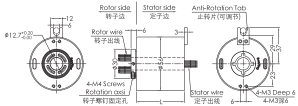 uh1256-02 dibujo del anillo colectando del anillo colectando de la señal de la serie USB2.0 de la serie UH1256-02