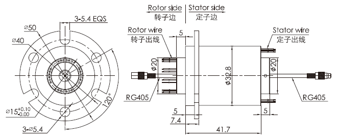 hf0103-32 dibujo común rotatorio del anillo colectando de la frecuencia/microonda de la altura de la serie de la serie HF0103-32